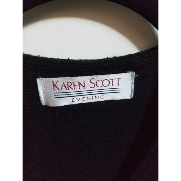 Vintage Karen Scott Evening Christmas Beaded Bows Cardigan Sweater - Picture 3 of 5